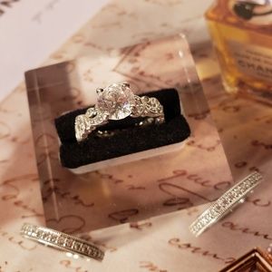 Vintage 1990s Cubic Zirconia Wedding Set